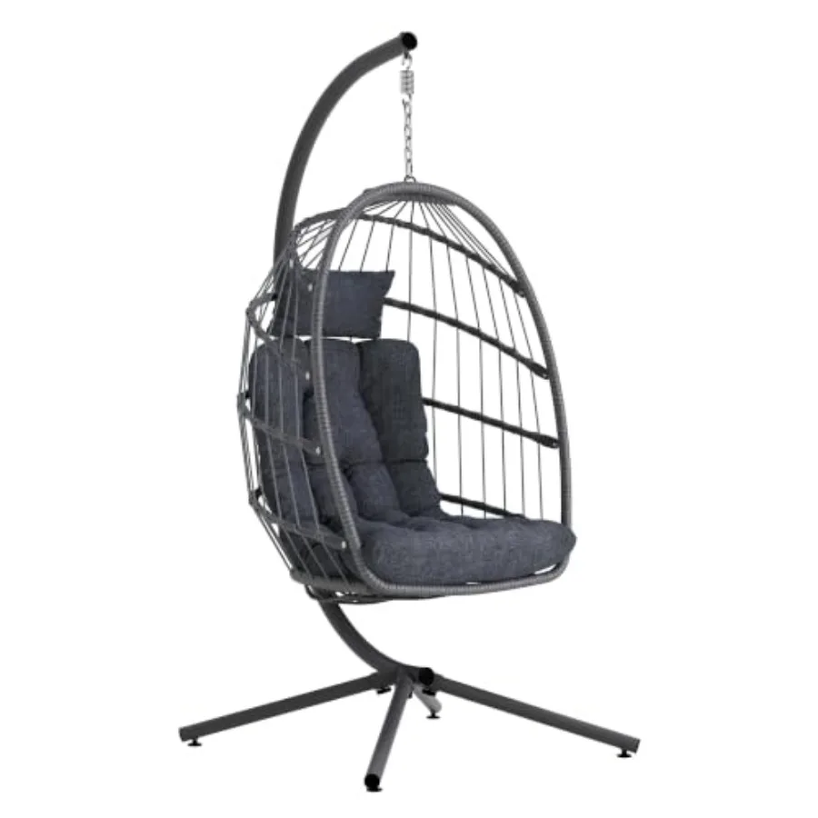 Hanging Egg Chair - Уличное кресло-яйцо с подставкой, подвесное плетеное