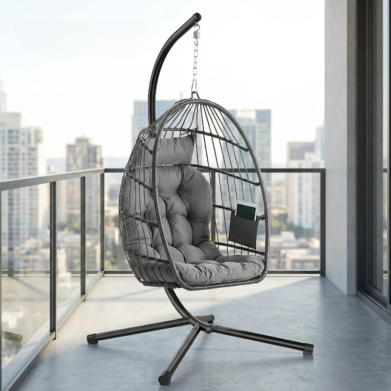 Hanging Egg Chair - Подвесное кресло-яйцо с подставкой – Складное,